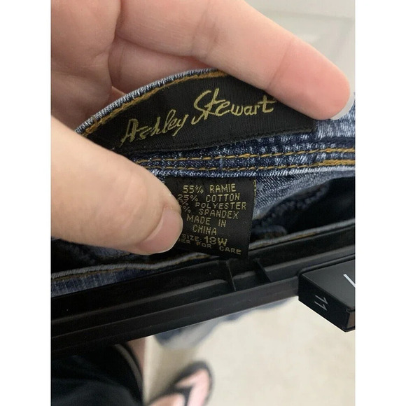 Ashley Stewart Patchwork Denim Raw Hem Plus Size Skirt 18W Boho Y2K Retro (O27) - Picture 8 of 9